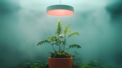 Fototapete - A stunning futuristic garden where plants produce captivating holographic projections