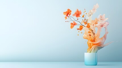 Poster - A conceptual plant with liquid filled stems that change color dynamically as it grows showcasing a futuristic and innovative organic design with a captivating visual appeal