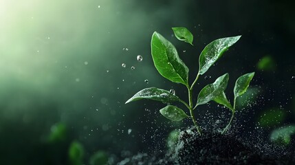 Poster - A conceptual depicting advanced biotechnology that enables plants to possess self healing leaves showcasing the innovative intersection of nature and technology
