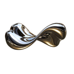Poster - Abstract 3d rendering wave chrome metallic band. Flowing abstract metal shape. Transparent PNG,

