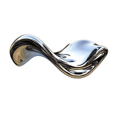 Poster - Abstract 3d rendering wave chrome metallic band. Flowing abstract metal shape. Transparent PNG,

