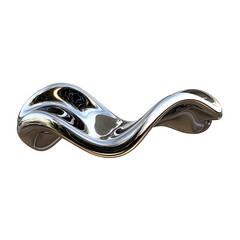 Poster - Abstract 3d rendering wave chrome metallic band. Flowing abstract metal shape. Transparent PNG,

