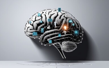 Poster - The Digital Brain: An intricate illustration presents a human brain rendered with technological elements, suggesting the complex interplay of thought, data, and innovation in the digital age.