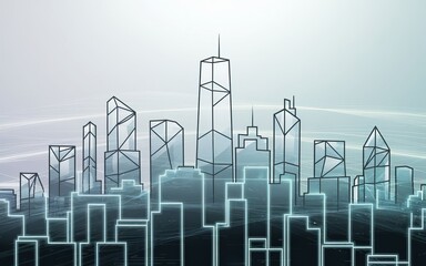 Poster - Cityscape Skyline: Futuristic cityscape with glowing lines creating a mesmerizing modern skyline
