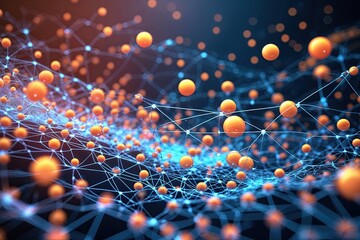 Wall Mural - Abstract Technology Background with Dynamic Particles and Mesh Network