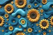© Michael - Creative 3D Design of Vibrant Abstract Background with Smooth Cerulean and Sunflower Textures