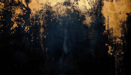 Poster - textured abstract black and gold background with metallic paint splashes, luxury art for wall decor, digital design and branding

