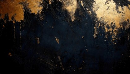 Poster - textured abstract black and gold background with metallic paint splashes, luxury art for wall decor, digital design and branding

