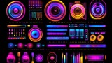 Colorful neon music player and sound design