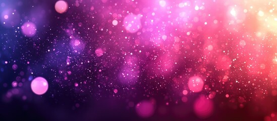 Poster - Abstract bokeh background with soft pink, purple, and red colors and glittering particles, creating a festive atmosphere. Blurry circles of light create a dreamy and romantic feeling