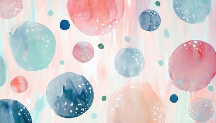 Poster - soft watercolor abstract with pastel circles and delicate textures, artistic modern background for decor, design, and print

