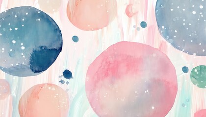 Aufkleber - soft watercolor abstract with pastel circles and delicate textures, artistic modern background for decor, design, and print

