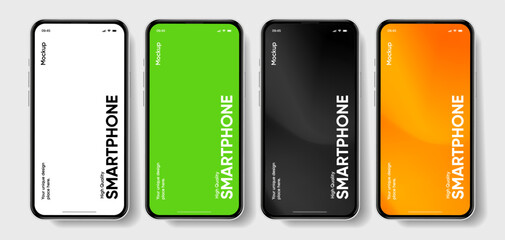 Aufkleber - Realistic smartphone mockup. Mobile phone vector with isolated on white background. Device front view. 3D mobile phone with shadow. Realistic, high quality smart phone mockup for ui ux presentation.