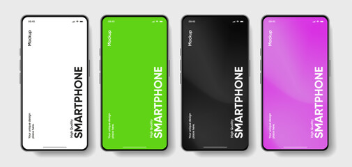 Fototapete - Realistic smartphone mockup. Mobile phone vector with isolated on white background. Device front view. 3D mobile phone with shadow. Realistic, high quality smart phone mockup for ui ux presentation.