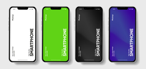 Aufkleber - Realistic smartphone mockup. Mobile phone vector with isolated on white background. Device front view. 3D mobile phone with shadow. Realistic, high quality smart phone mockup for ui ux presentation.