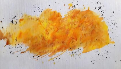 Poster - dynamic orange fire burst on white canvas, abstract fiery explosion with paint splatter, energetic art for modern design

