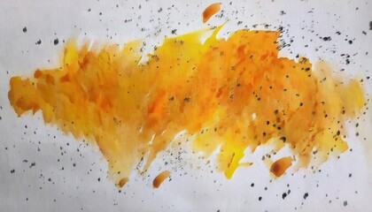 Poster - dynamic orange fire burst on white canvas, abstract fiery explosion with paint splatter, energetic art for modern design

