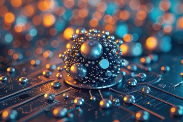 Wall Mural - Stunning Technology Particle Background on Abstract Surface Design