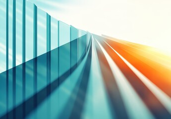 Poster - Abstract Architectural Design Features Glass and Light Reflection with Striking Lines and Shadows in Modern Urban Environment