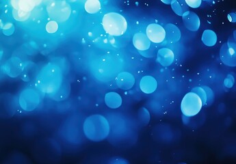 Poster - Abstract blue background with soft bokeh lights, creating a dreamy and tranquil atmosphere perfect for various creative projects