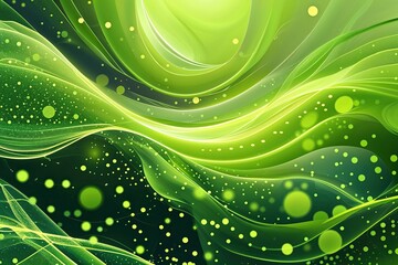 Wall Mural - Luminous Chartreuse Abstract Background with Swirling Light Dots and Vibrant Colors