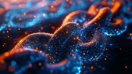 Poster - Abstract digital particles, swirling in dark space