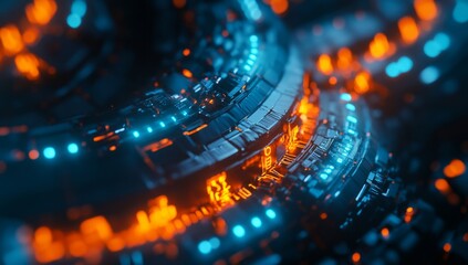 Poster - Abstract futuristic machine core in motion