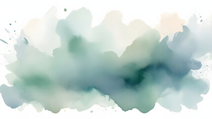 Poster - Abstract Watercolor Wash: An elegant abstract watercolor wash, featuring a blend of muted blues, greens, and a touch of yellow, creating a soft, ethereal effect.