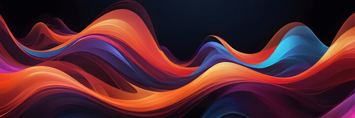 Poster - Abstract Digital Waves: Vibrant, flowing digital waves in a palette of rich colors undulate across the image, evoking a sense of dynamic movement and energy.