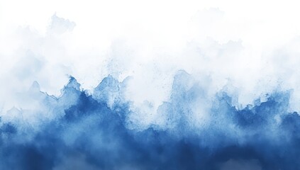 Poster - Abstract watercolor background with soft blue and white hues creating a serene and tranquil atmosphere, perfect for design and creative projects