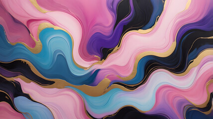 Poster - abstract watercolor swirls: a vibrant artwork featuring fluid, dynamic swirls of pink, blue, purple,