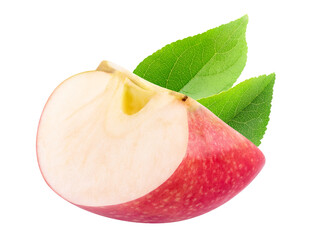 Aufkleber - One piece of red apple with leaf cut out
