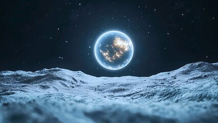 Wall Mural - a celestial body, such as a planet or moon, floats in the vastness of space.