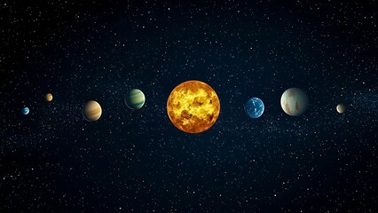 Wall Mural - Solar system planets on starry background.