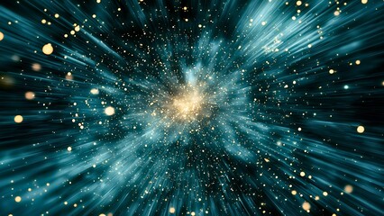 Poster - an illustration of a cosmic burst with stars and a glowing light.