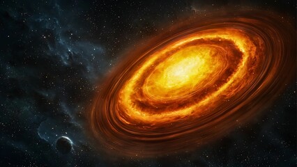 Wall Mural - an illustration of a galaxy with swirling colors and a planet in the distance.