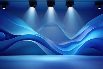 Wall Mural - Blue Gradient Abstract Background with Gentle Spotlight for Product Showcase