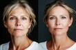 © id512 - Before and after comparison of a 50-year-old woman highlighting skin transformation, reducing wrinkles and redness