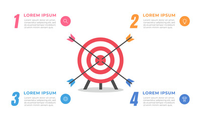 Aufkleber - Business Target Infographic with Four Steps 