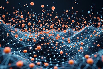 Wall Mural - Revolutionary Digital Representation of Tech Particles in a Dynamic Mesh Environment
