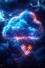 Poster - Glowing Digital Cloud with Vibrant Hues and Technological Theme