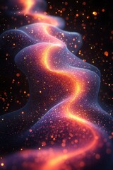 Poster - abstract digital depiction of colorful particles with glowing gradient in space