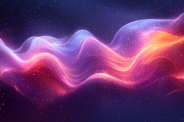 Poster - abstract vibrant digital wave with neon colors and technology-inspired theme