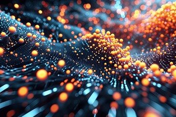 Wall Mural - Dynamic Abstract Technology Background Featuring Moving Kinetic Particles