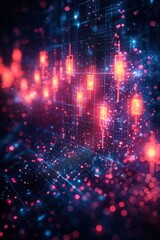Poster - Abstract glowing financial data visualization with dynamic lights