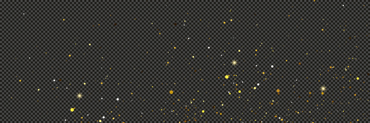Wall Mural - gold glittering dust with stars on transparent backdrop