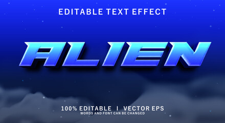 Poster - alien 3d vector text effect with modern style design