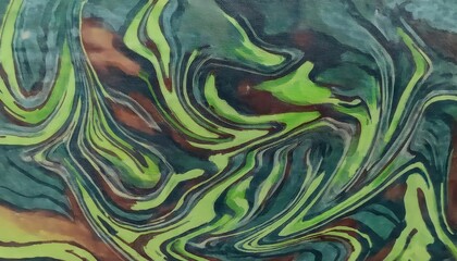 Aufkleber - abstract green and brown fluid marble texture with organic swirls, artistic background for digital design, wall art, and prints

