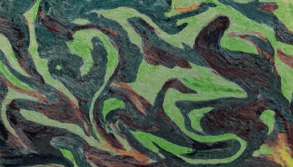 Poster - abstract green and brown fluid marble texture with organic swirls, artistic background for digital design, wall art, and prints

