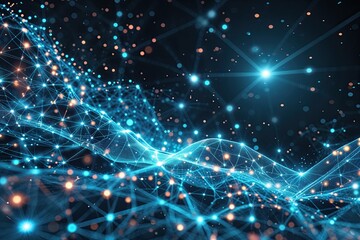 Wall Mural - Futuristic Digital Mesh Abstract Technology Particles High Tech Background